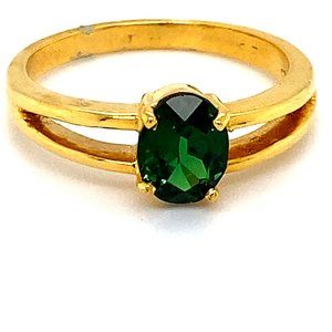 Tsavorite Garnet 1.21ct Solid 18K Yellow Gold Ring